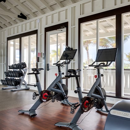 The gym at the Bay Club at Mahogany Bay Resort & Beach Club