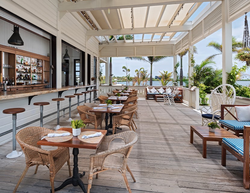 Outdoor seating at Mahogany Bay Resort