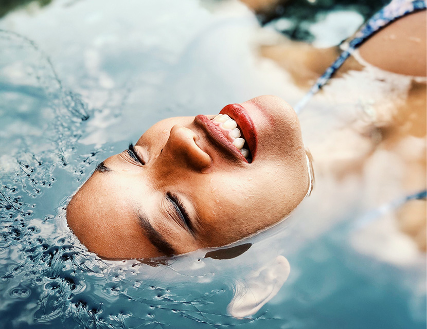 Woman relaxing in water