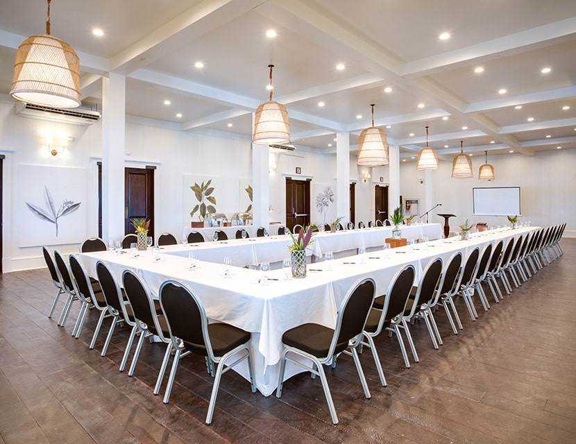 Meeting setup in the Ambergris Ballroom