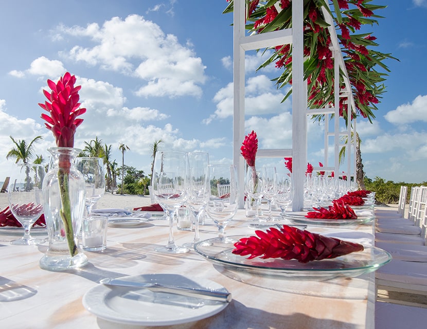 Table setting at the Beach Club