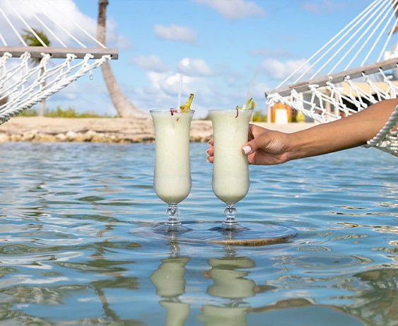 Drinks at the Beach Club of Mahogany Bay Resort San Pedro Ambergris Caye Belize