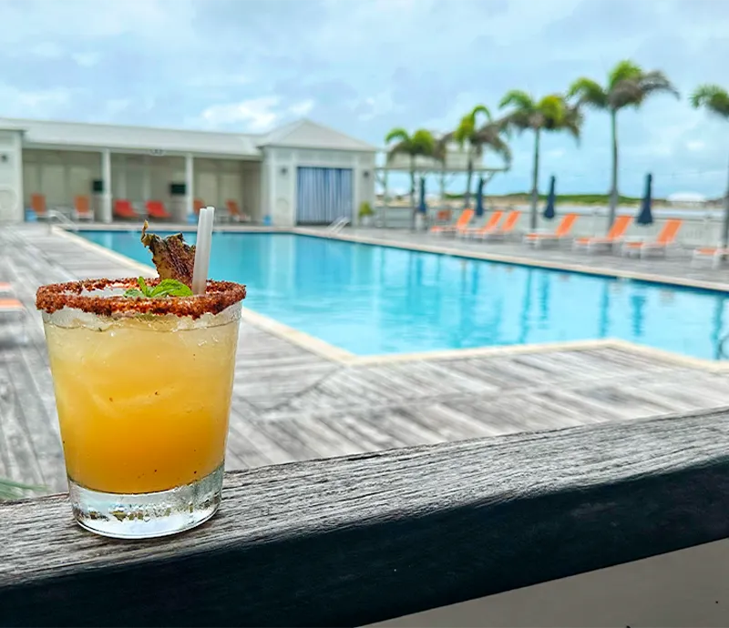 Poolside cocktails at Shaken best bar in San Pedro Belize by Mahogany Bay Resort