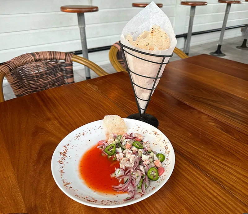 Shrimp Ceviche at Shaken best bars in San Pedro Belize by Mahogany Bay Resort