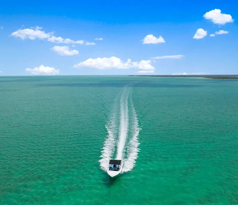 Boat shuttle to The Beach Club by Mahogany Bay Resort San Pedro Ambergris Caye Belize