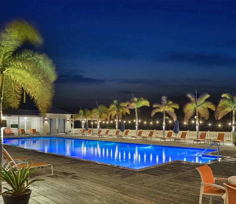 Nighttime pool party at The Bay Club Mahogany Bay Resort _ San Pedro Ambergris Caye