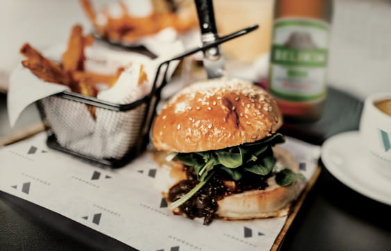 Juicy burger and fresh sea salt fries from Verandah at Mahogany Bay Resort & Beach Club