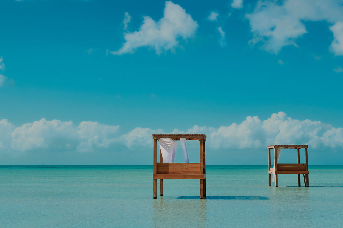 Overwater Beach Beds in San Pedro at Mahogany Bay Resort & Beach Club